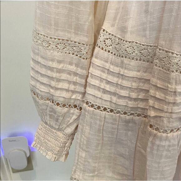 American Eagle elegant cream cotton long sleeve mini dress size small. - Picture 5 of 10